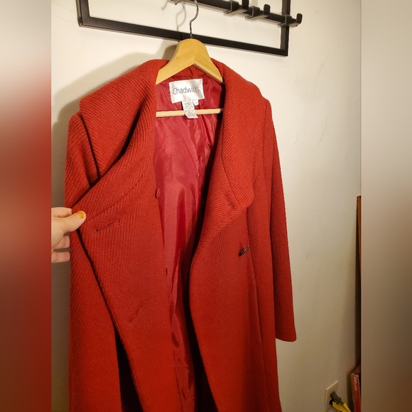 Women Chadwick's Red Coat Wool Blend - Picture 2 of 5